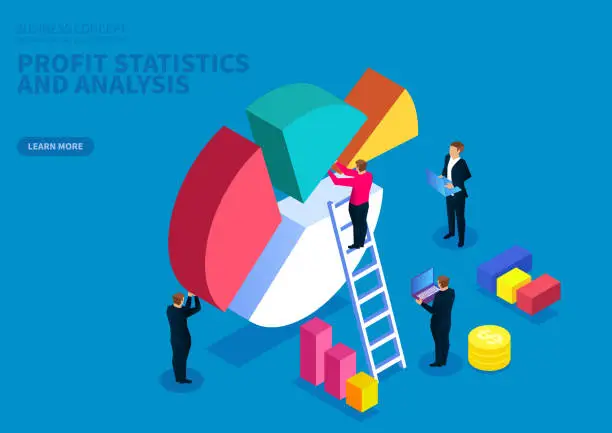 Vector illustration of Statistics and analysis of commercial profit data