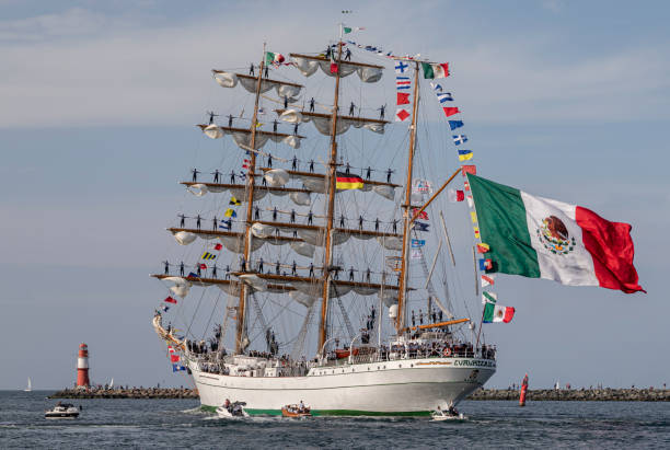 PORT WARNEMÜNDE, GERMANY - AUGUST 11: Sail training vessel \