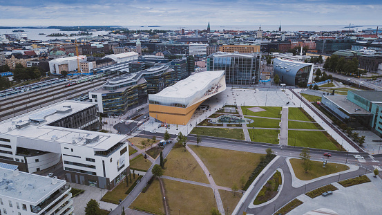 Oodi central library in Helsinki Finland. Photographed in July 2019.