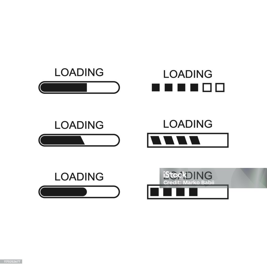 Définir les icônes de chargement. Conception plate de vecteur - clipart vectoriel de Barres de gymnastique libre de droits