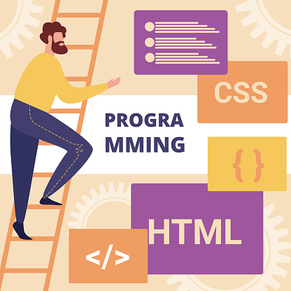 Perograman Html Pengkodean Dan Pemrograman Html Project Css Online Ilustrasi Stok ...