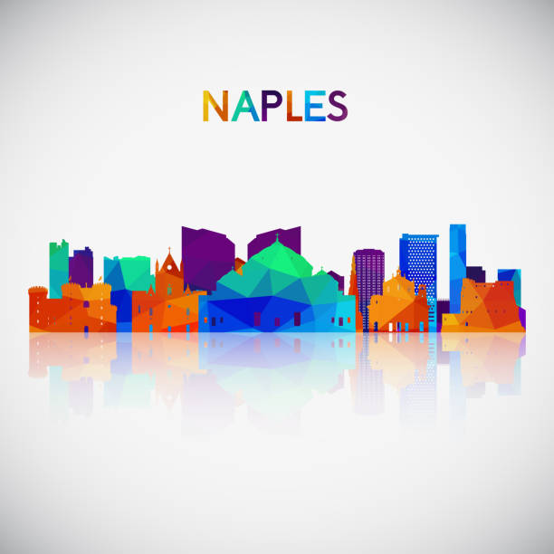 ilustrações de stock, clip art, desenhos animados e ícones de naples skyline silhouette in colorful geometric style. symbol for your design. vector illustration. - napoli