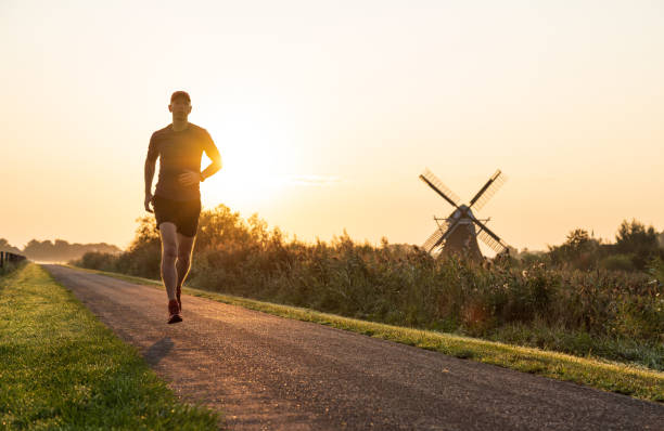Running in Holland stock photo