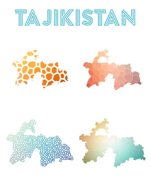 Vector illustration of Tajikistan polygonal map.