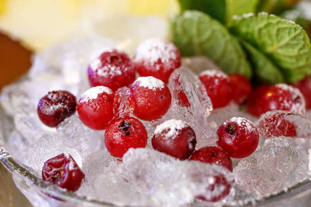 istock Cranberries sprinkled with powdered sugar. Close-up cocktail set. 1170259299