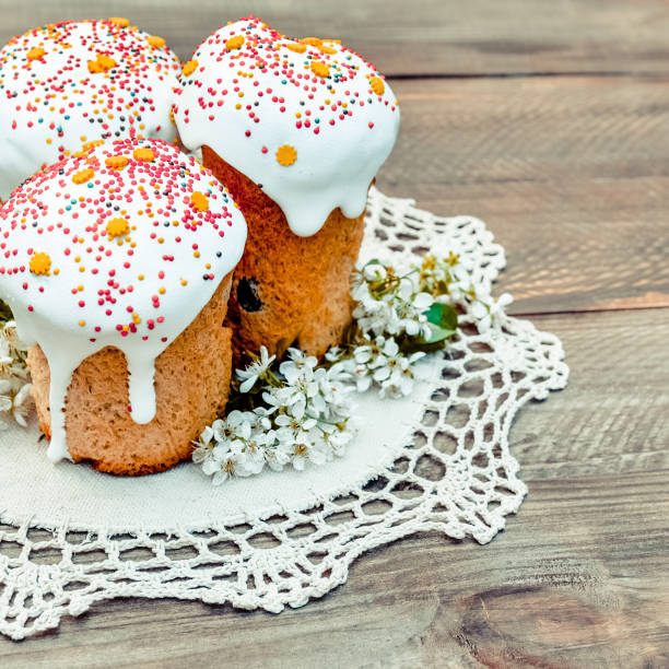 istock Happy Easter cake with sprinkles on white glaze. 1170261062