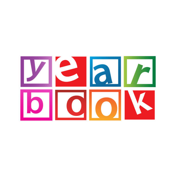 słowo projektowania rocznika dla rocznika okładka logo vector ilustracje tła - yearbook stock illustrations
