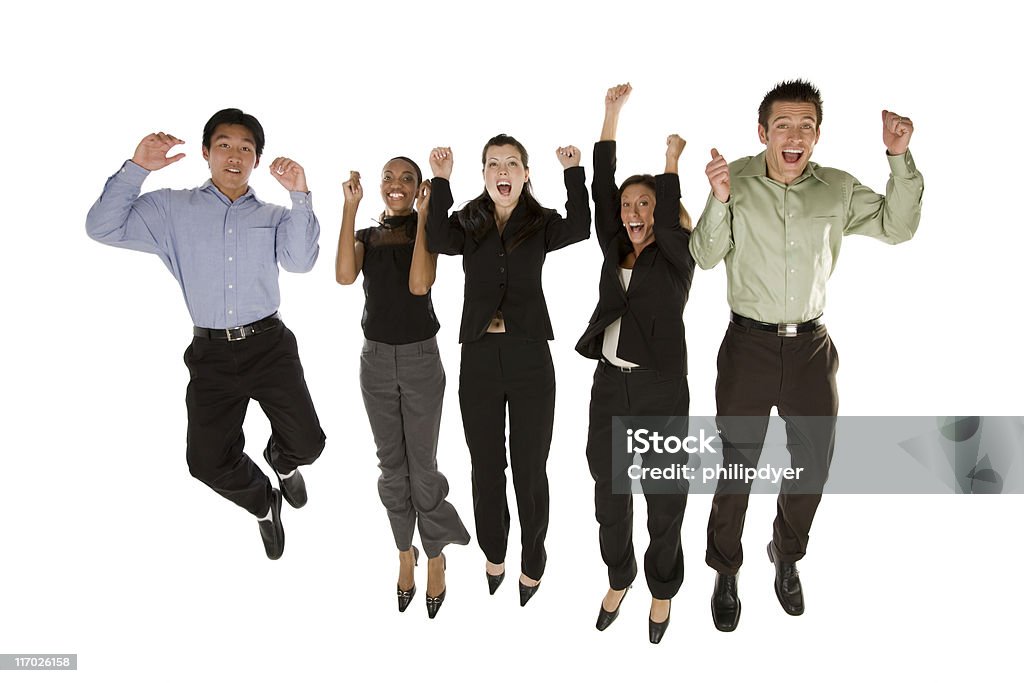 Equipe de negócios, pulando - Foto de stock de Animar royalty-free