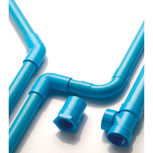 blue pvc pipe connection isolated on white background