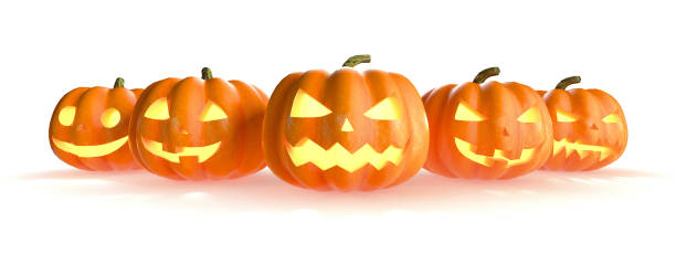 istock Halloween pumpkin head jack lantern isolated on white background. 3D Rendering illustration 1170270982