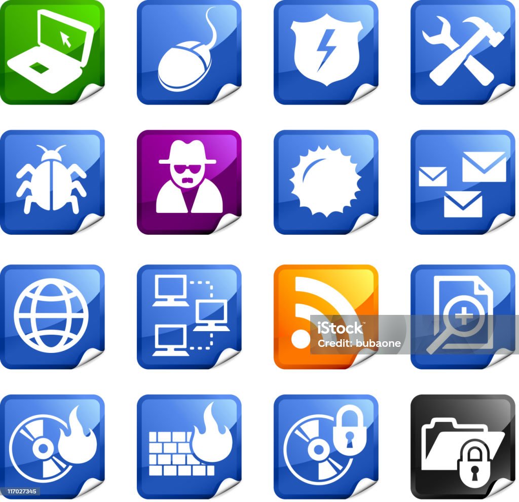 La sécurité internet 16 icônes libres de droits - clipart vectoriel de Armoiries libre de droits