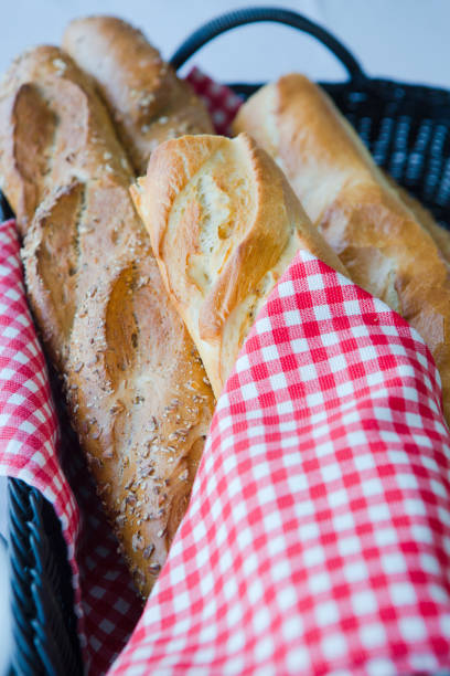baguette fresh pastries eco basket covered towel