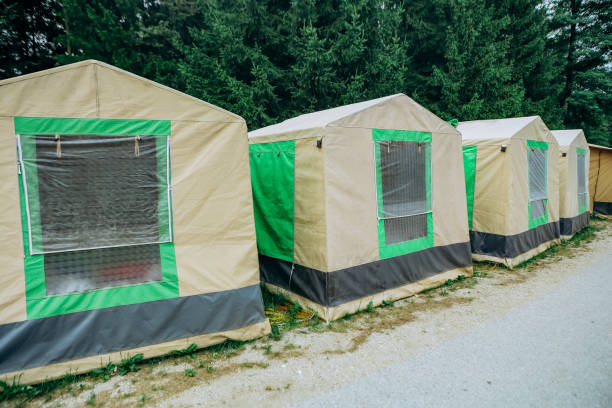 istock tents group row camping park forest nature recreation 1170274240
