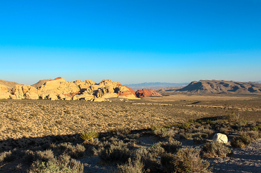 Red Rock Canyon is set of large red rock formations: a set of sandstone peaks and walls called the Keystone Thrust.