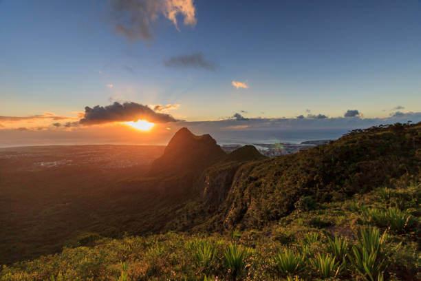 istock Sunset as seen from Le Pouce, Mauritius 1170278445
