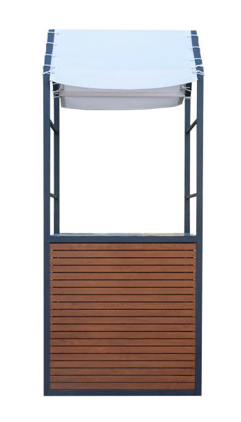 istock Market stand stall with white textile awning 1170282190
