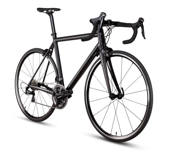 black racing sport road bike bicycle isolated on white background black racing sport road bike bicycle racer isolated on white background racing bicycle photos stock pictures, royalty-free photos & images