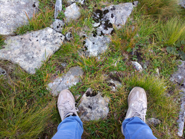 istock Feet on the grass next to the stones. 1170286235