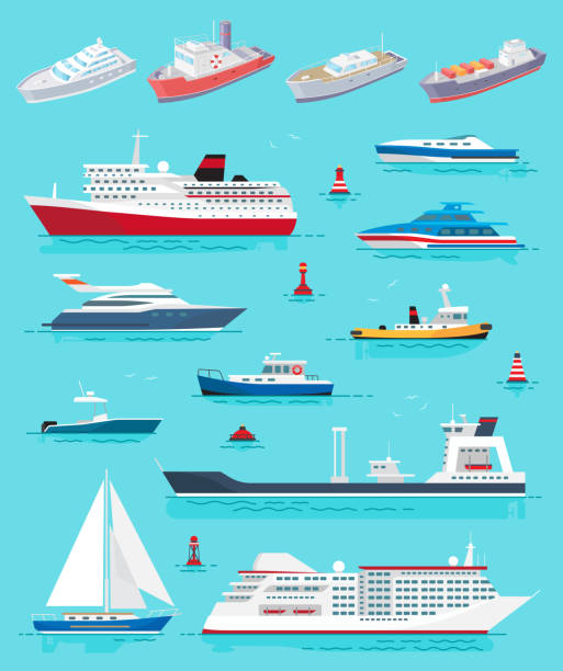 水輸送異なる種類の船ベクトル - portage点のイラスト素材／クリップアート素材／マンガ素材／アイコン素材