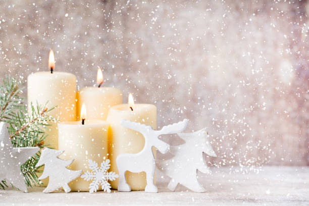 istock Christmas candles and lights. Christmas background. 1170286508