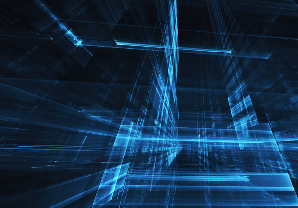 istock Abstract 3D fractal background, 3D illustration. Virtual Neon City 1170288076