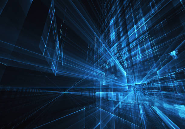 istock Abstract 3D fractal background, 3D illustration. Virtual Neon City 1170288079