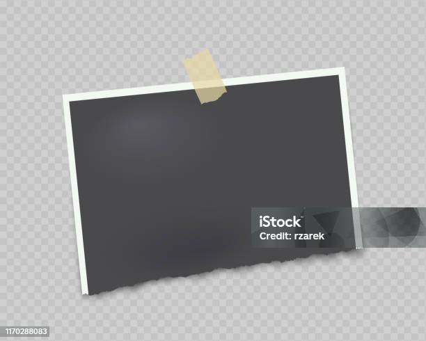 Vector Mock Up Photo Frame On Transparent Background With Adhesive Tape  Stock Illustration - Download Image Now - iStock