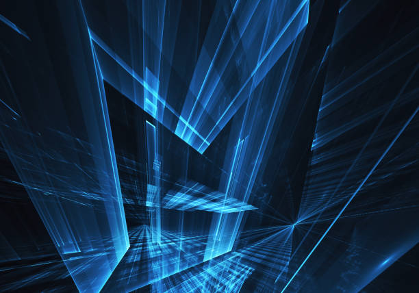istock Abstract 3D fractal background, 3D illustration. Virtual Neon City 1170288200