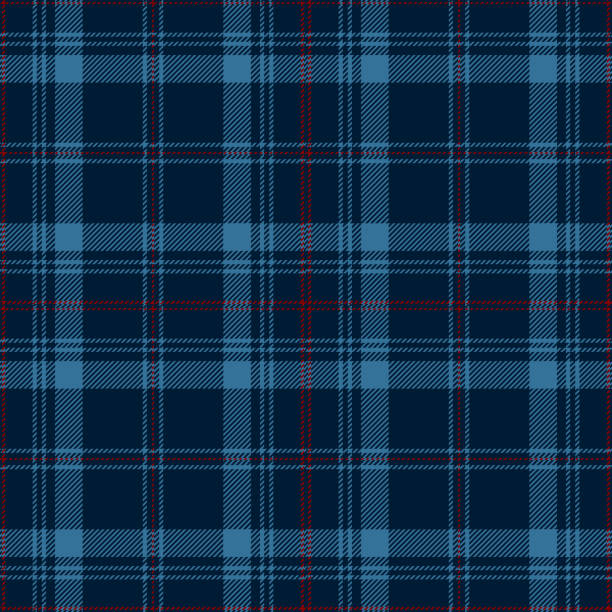 blau und rot tartan karierten nahtlose muster hintergrund - plaid stock-grafiken, -clipart, -cartoons und -symbole