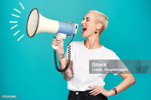 I Will Not Be Silenced Stock Photo - Download Image Now - Megaphone, Women, Marketing