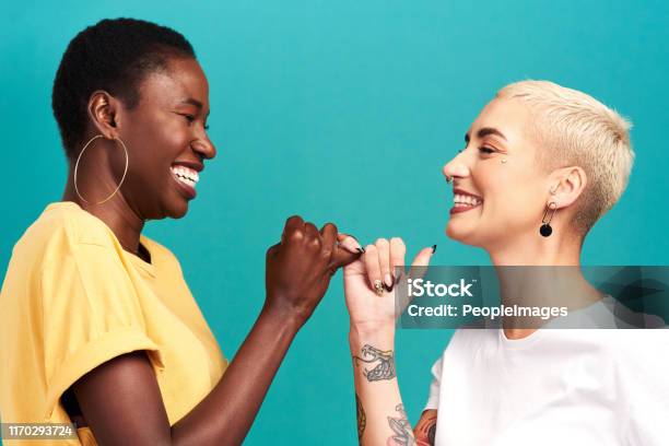 Besties Forever Through Whatever Stock Photo - Download Image Now - Oath, Pinky Promise, Hand