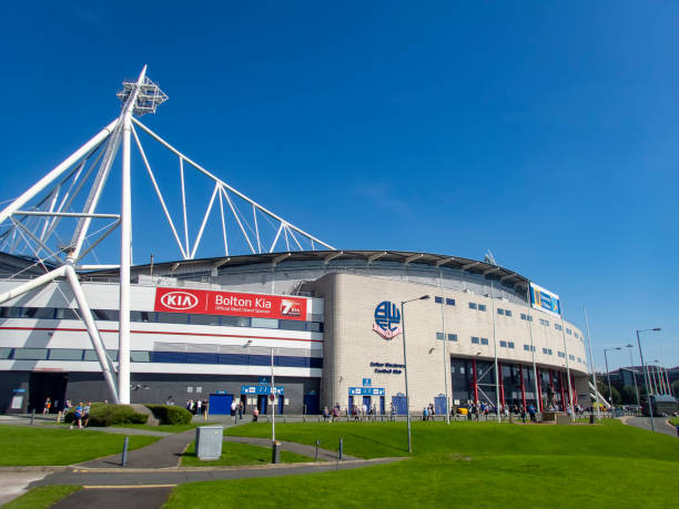 the university of bolton stadium ahead of the league one match between bolton wanderers and ipswich town - liverpool stadium built structure building exterior imagens e fotografias de stock