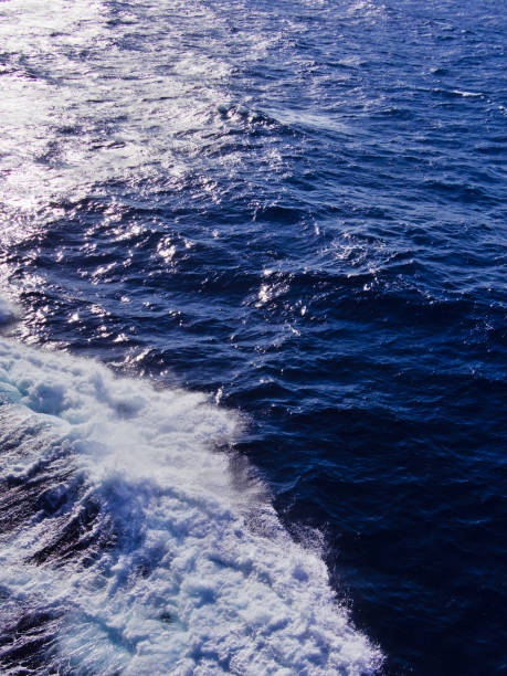 istock Sea water foam made from moving ship and sunlight reflection. 1170294733