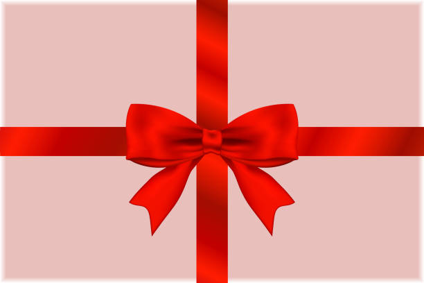 istock Top view of Decorative red bow with ribbon isolated on gift box background. Vector illustration. 1170295265