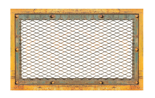 Rust  steel grating frame. Clipping path