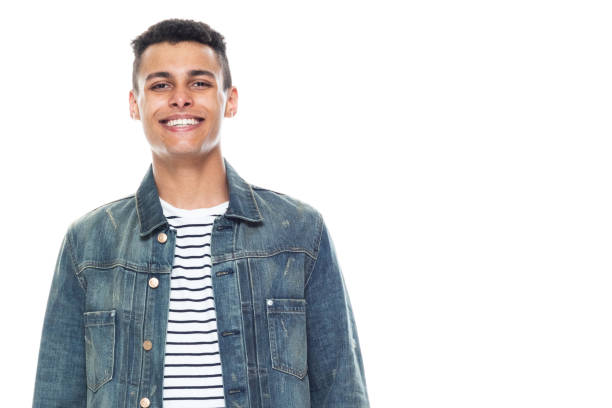 istock Good looking African American black man wearing a jean jacket - smiling 1170298968