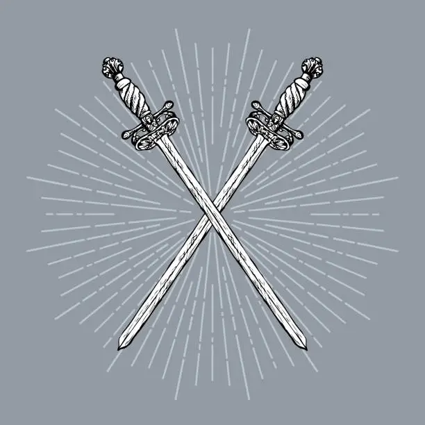 Vector illustration of Two crossed swords.