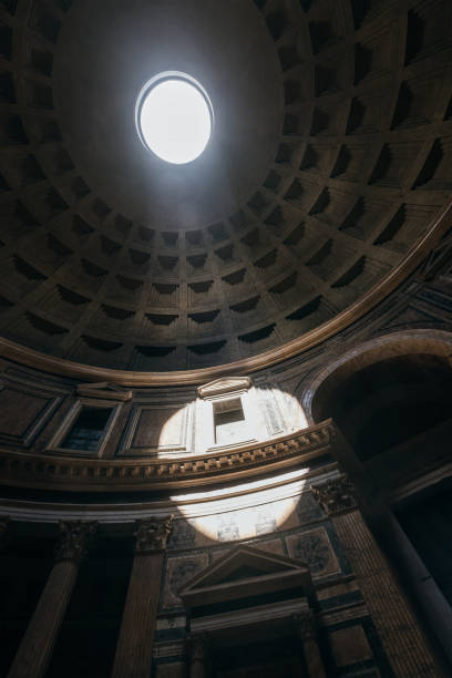 istock Roman temple Pantheon dome. The coffered dome has a central oculus as the main source of natural light in Rome, Italy, 1170302085