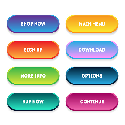 Set of modern gradient buttons for web site and ui.
