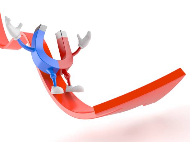 istock Horseshoe magnet character sliding on red arrow 1170305604