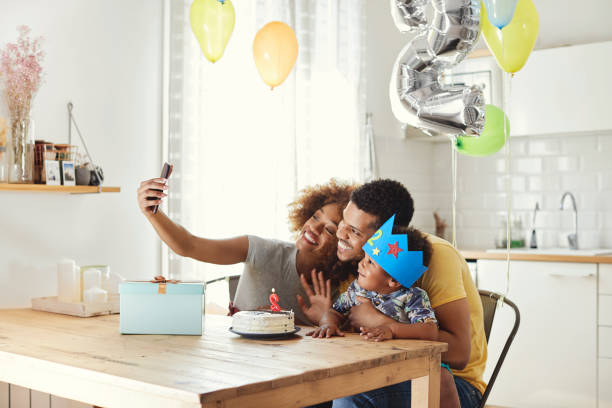 istock Family taking selfie during birthday celebration 1170309470