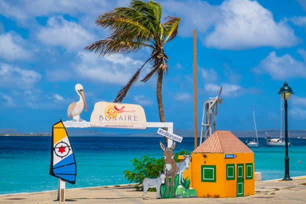 The perfect spot for a souvenir picture in Kralendijk, the capital city and main port of the island of Bonaire in the Caribbean Netherlands.