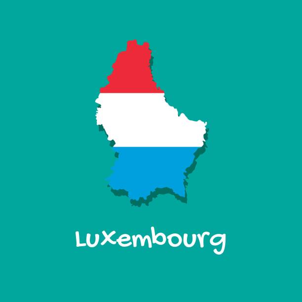 ilustraciones, imágenes clip art, dibujos animados e iconos de stock de mapa vectorial de luxemburgo pintado en los colores de la bandera. - luxembourg map cartography flag