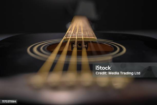 Detail Of Black Classical Guitar Stock Photo - Download Image Now - Guitar, Musical Instrument, Music
