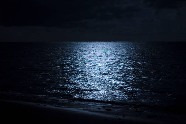 Moon reflection over calm sea  in Alagoas, Northeastern Brazil