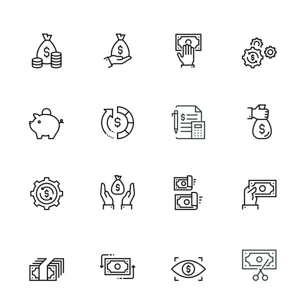 금융 및 돈 아이콘 세트 - control column stock illustrations