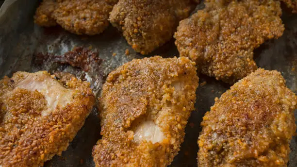 Close up of nuggets. Traditional american fast food