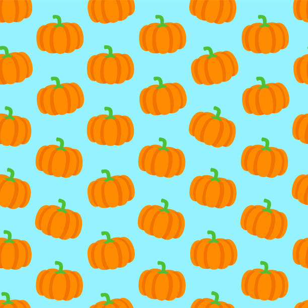 ilustrações de stock, clip art, desenhos animados e ícones de vector pumpkin seamless pattern. flat color pumpkin background. - pumpkin textured peel backgrounds