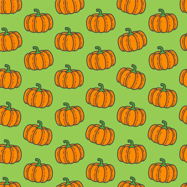 ilustrações de stock, clip art, desenhos animados e ícones de vector pumpkin seamless pattern. cartoon pumpkin background. - pumpkin textured peel backgrounds