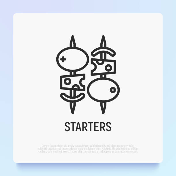 Starters, appetizers thin line icon. Modern vector illustration for restaurant menu. vector art illustration